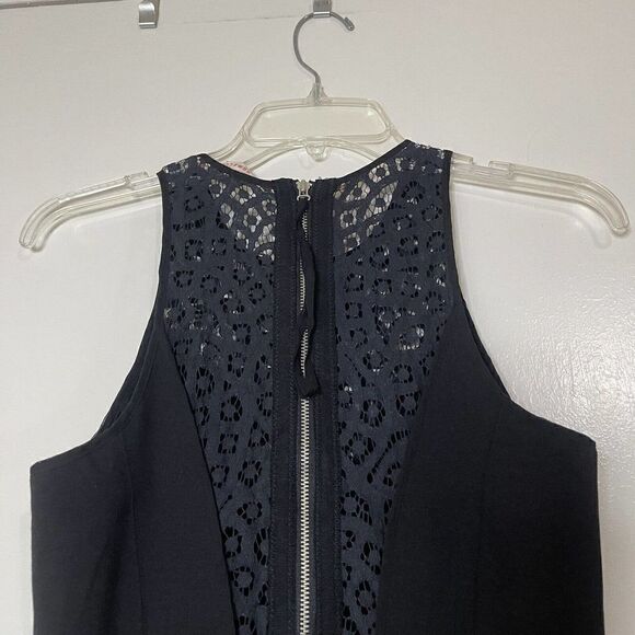 Rebecca Taylor Lace-Panel Black sleeveless Ponte Dress size US 2 - Picture 5 of 9
